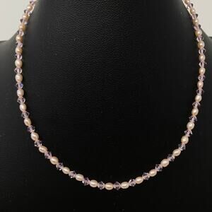 Vtg Walter E. Hayward Co. WEH Sterling Pearl Pink Crystal Choker Necklace 15"